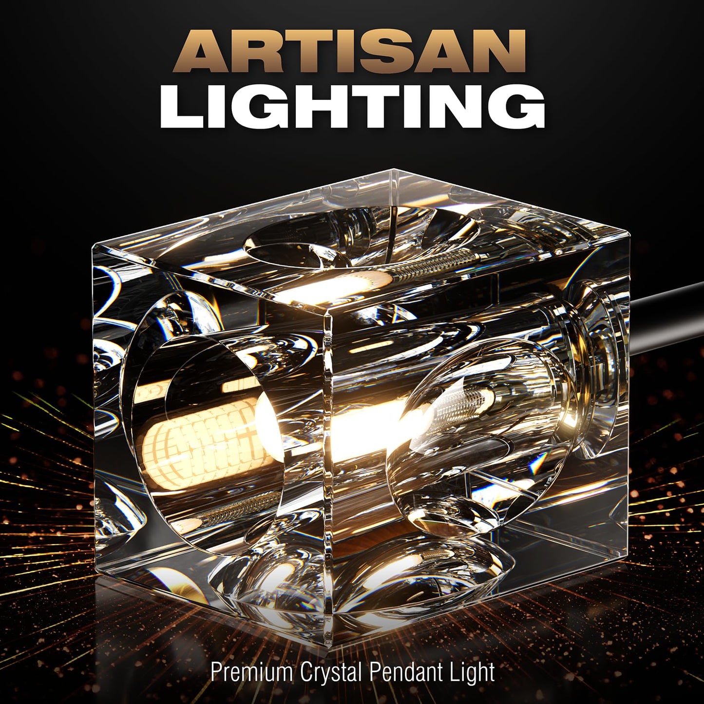 Semi Flush Mount Ceiling Light Fixture 6-Light Modern Crystal Chandeliers Black And Gold Farmhouse Lighting Fixtures For Dining Room Living Room Kitchen Bedroom Entryway