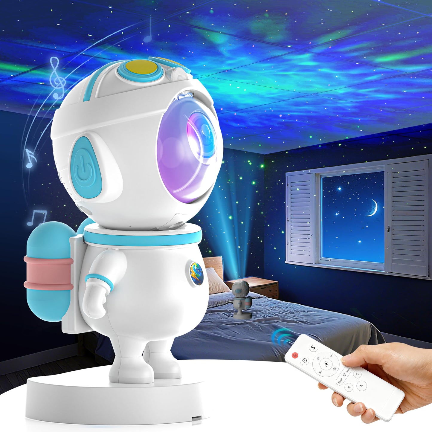Apollo Star Galaxy Projector Night Light With 16 Light Effects  Nebula Ceiling Led Lamp For Bedroom And Room Decor  For Parties&Christmas &Birthday& Kids Gifts (Blue)