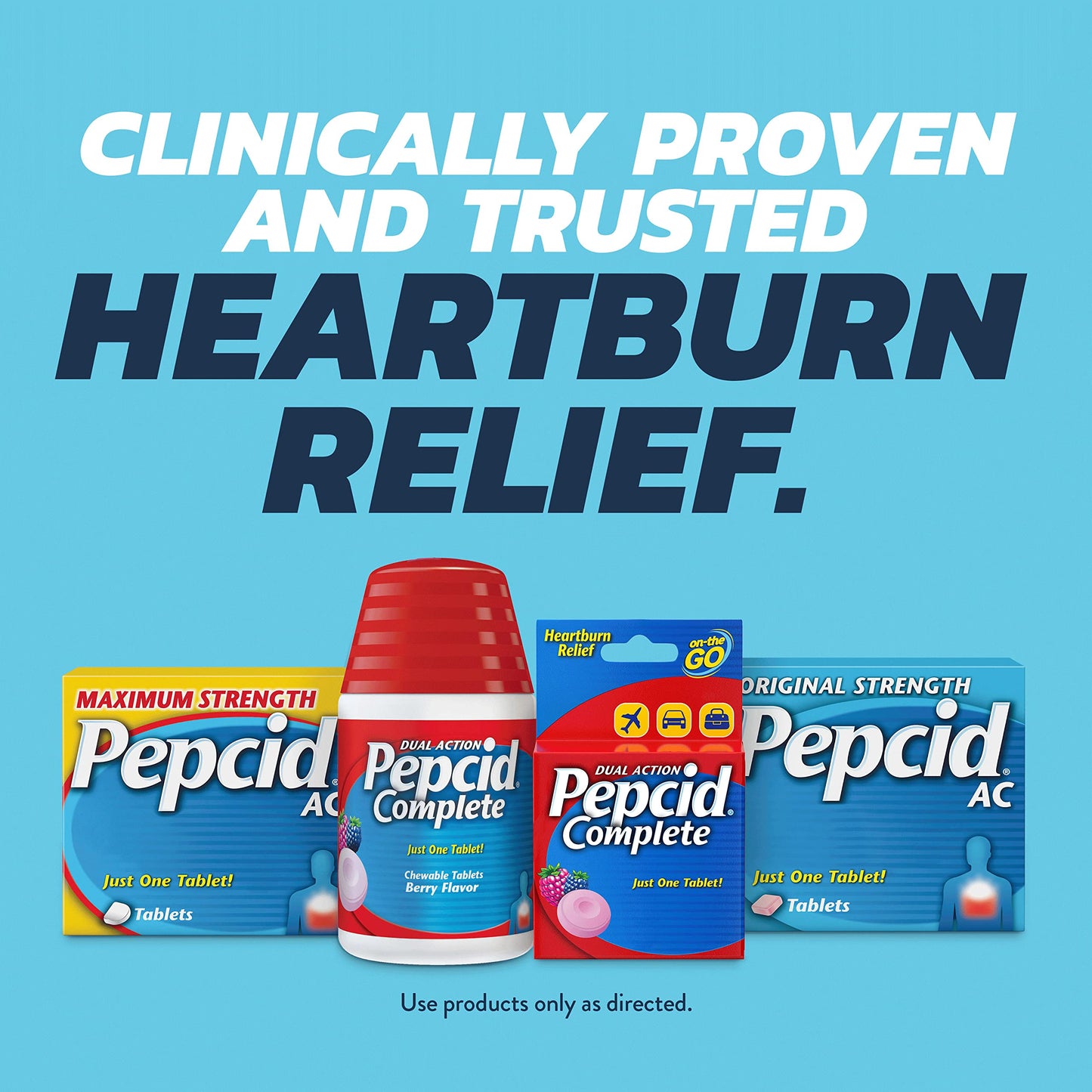 Pepcid AC Maximum Strength Heartburn Relief Tablets, OTC Medicine Prevents & Relieves Heartburn & Acid Reflux Due to Acid Indigestion, 20mg Famotidine Acid Reducer, Fast-Acting, 50 ct