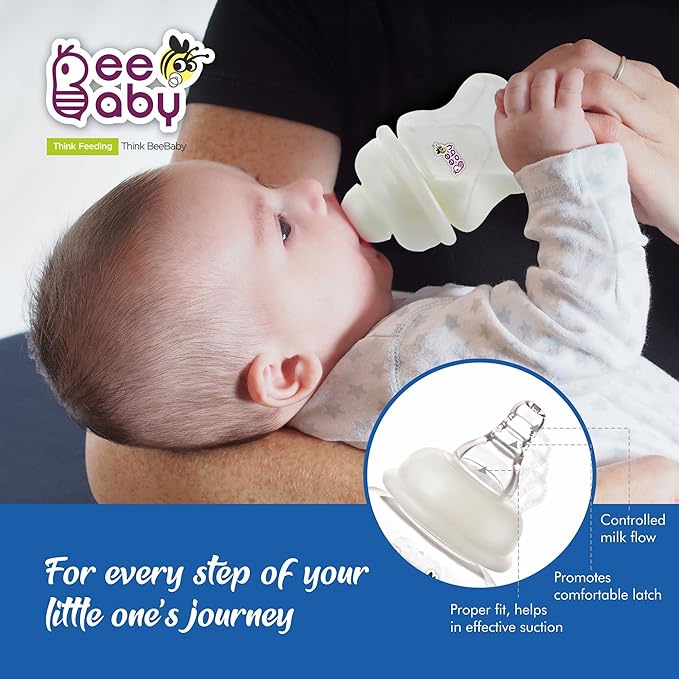 BEEBABY Anti-Colic Baby Feeding Bottle, Easy to Clean, Slow Flow Breast-Like Nipple for Baby, Infant and Newborn: 2 oz (60 ml)