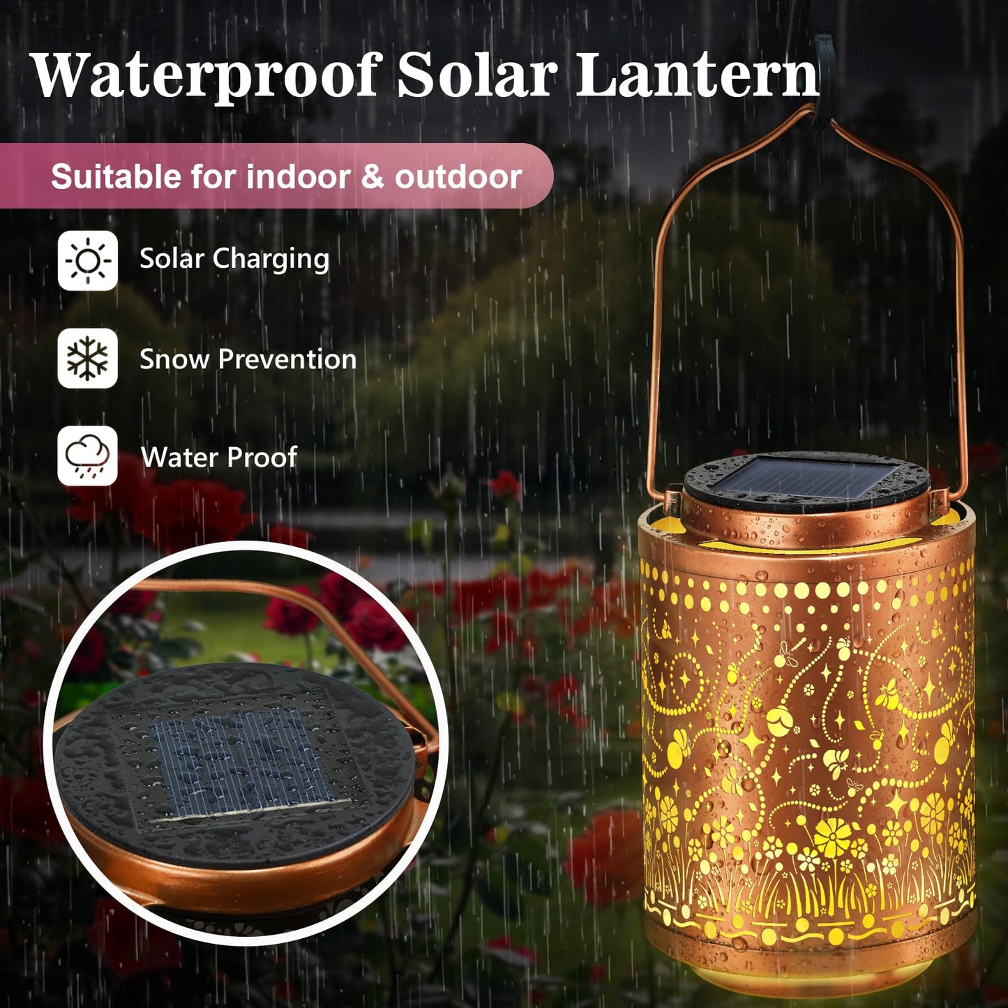 Birthday Gifts For Women Mom Grandma  Firefly Gardening Gifts For Women  Solar Lantern Outdoor Waterproof Garden Decor Hanging Solar Lights Yard Decorations Outdoor  Backyard  Patio