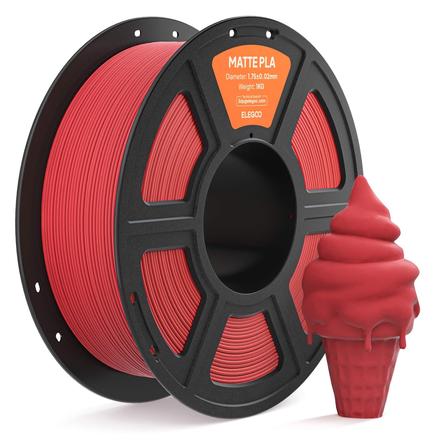 ELEGOO Matte PLA Filament 1.75mm Ruby Red 1KG, 3D Printer Filament High Precision, 1kg Spool (2.2lbs) Fits for Most FDM 3D Print