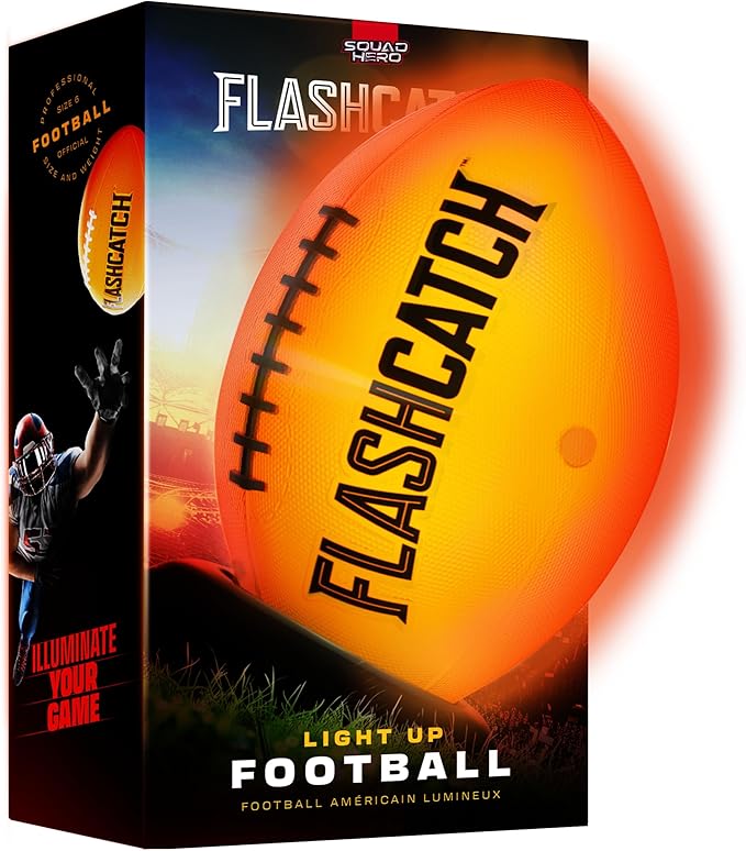 Light Up Football - Glow in the Dark Ball - NO 6 - Boys Gifts - Outdoor Sports, Birthday Gifts for Boys 8-15+ Year Old - K...