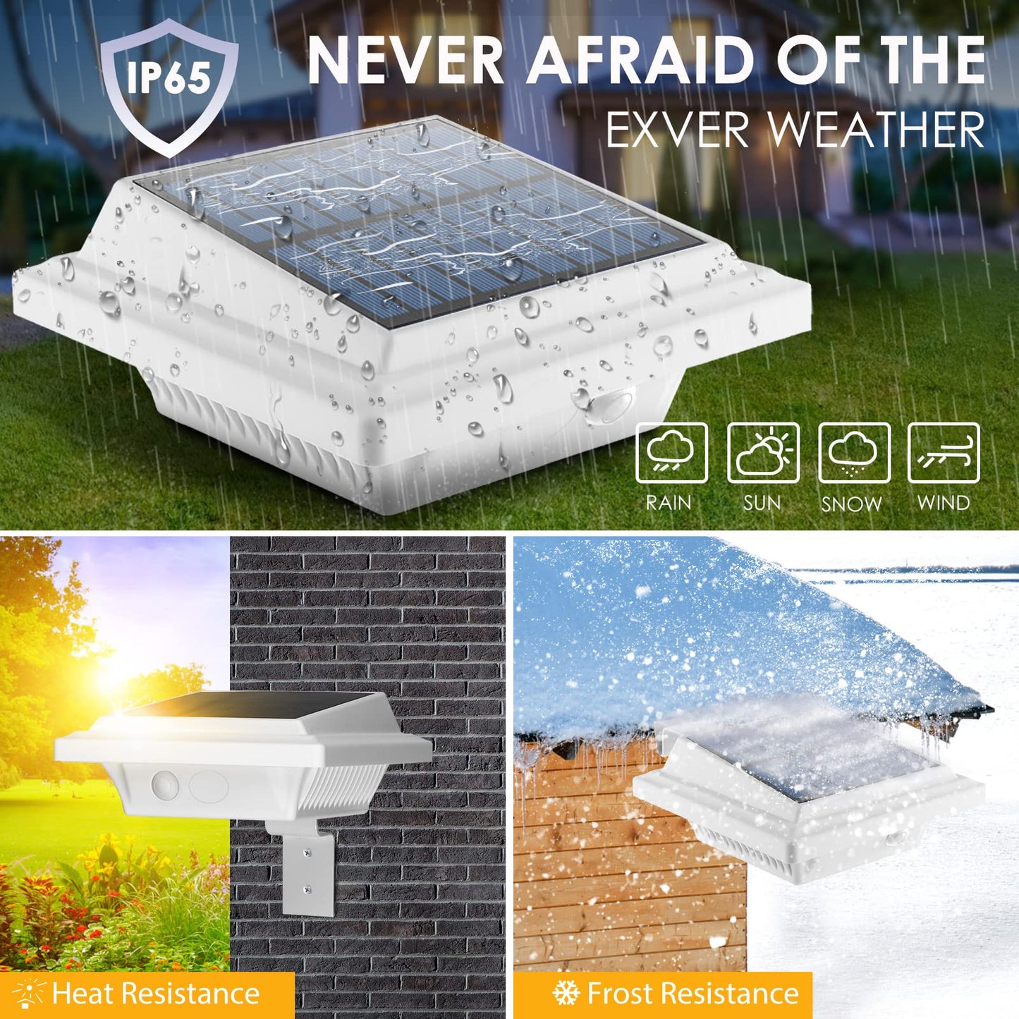 Uniquefire 40 Led Outdoor Solar Gutter Lights, Waterproof Security Lamps, 6Pcs White Cold Light
