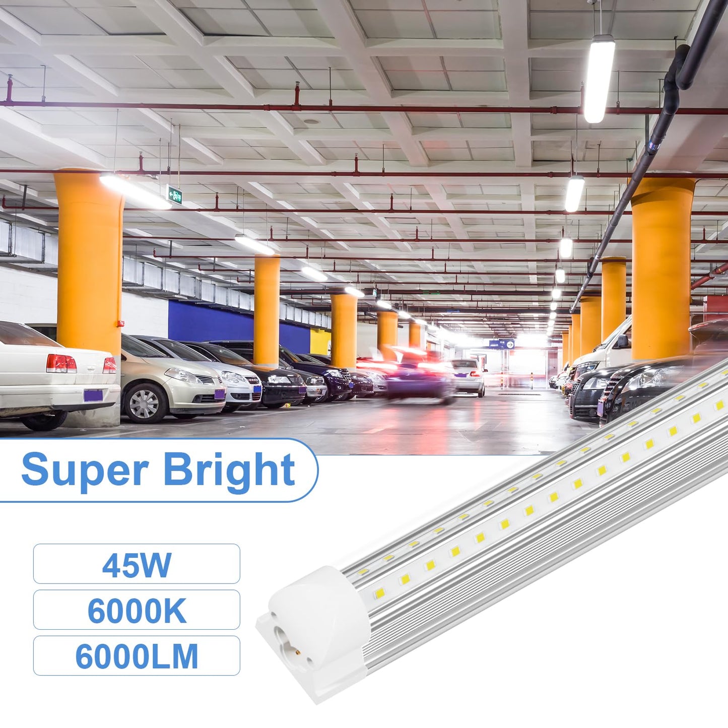 ONLYLUX LED Shop Light Fixture 5ft Double Sided V Shape T8 6500K Daylight White Aluminum 10-Pack