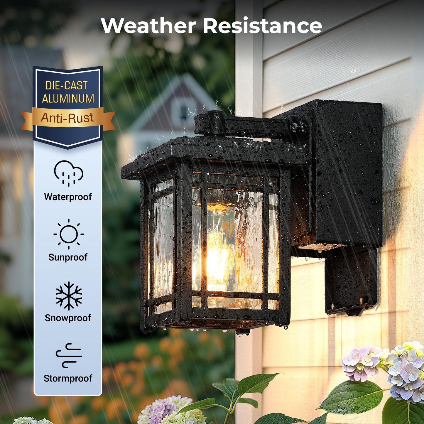 Opaxis 2-Pack Porch Light With Gfci Outlet  Black Dusk To Dawn Outdoor Lantern Wall Mount  Modern Outdoor Sconces Wall Lighting With Glass Shade  Waterproof Outdoor Light Fixtures For House  Garage