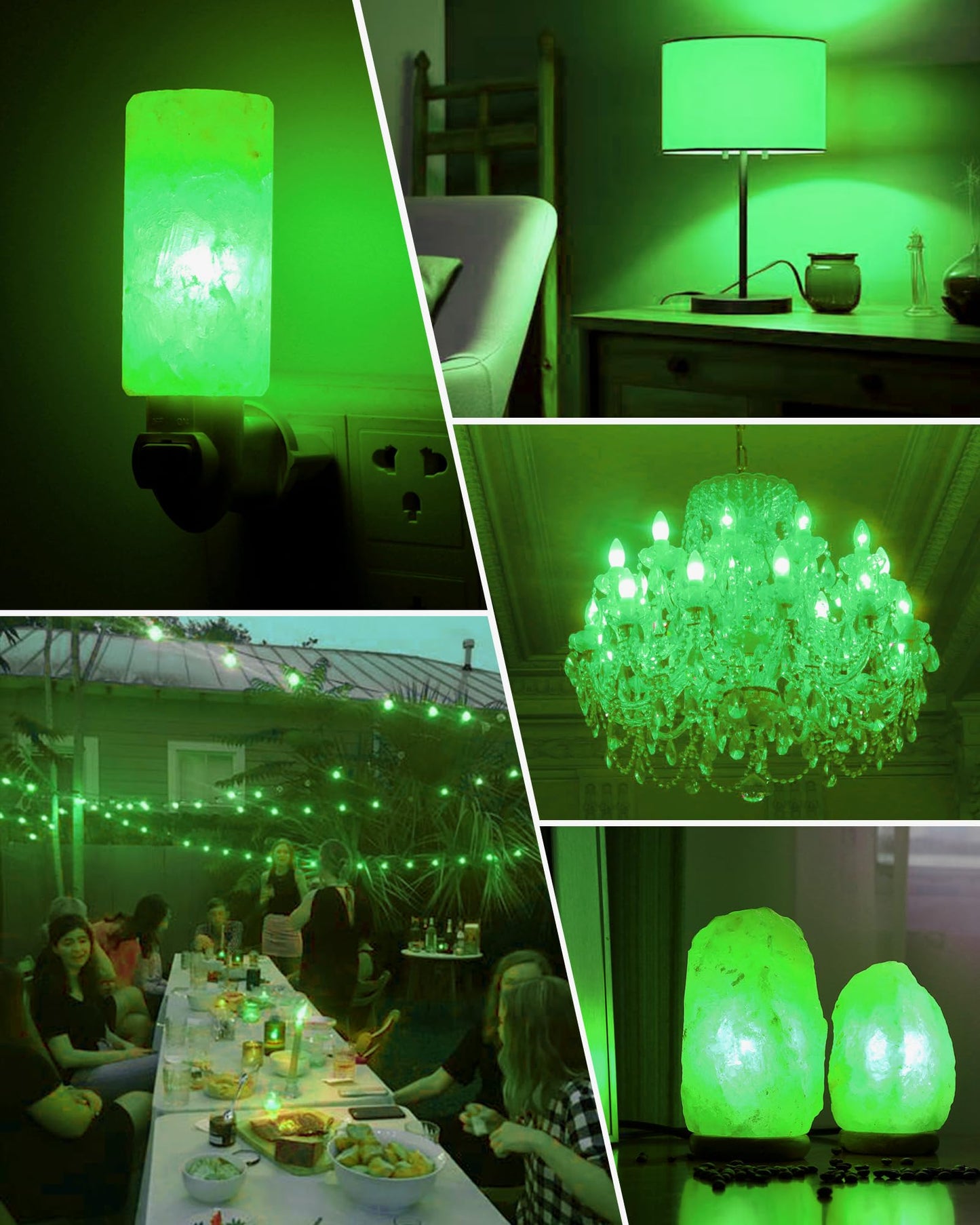 C7 Led Green Candle Light Bulbs  0.6W Equivalent 7Watt E12 Base Bulb  Festival Decoration For Indoor&Outdoor Decor  Christmas  Party  Home Lighting  Nightlight  Holiday Lighting  Non-Dimmable  6 Pack