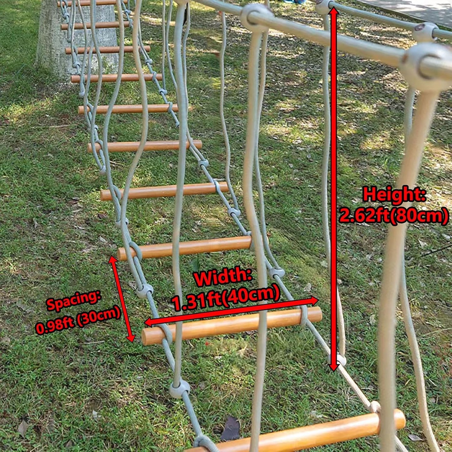Amusement Park Suspension Bridge,Rope Ladder Bridge,Rickety Bridge, Slackline Accessories, Suitable for Outdoor Activities(Size:32.80ft(10m))