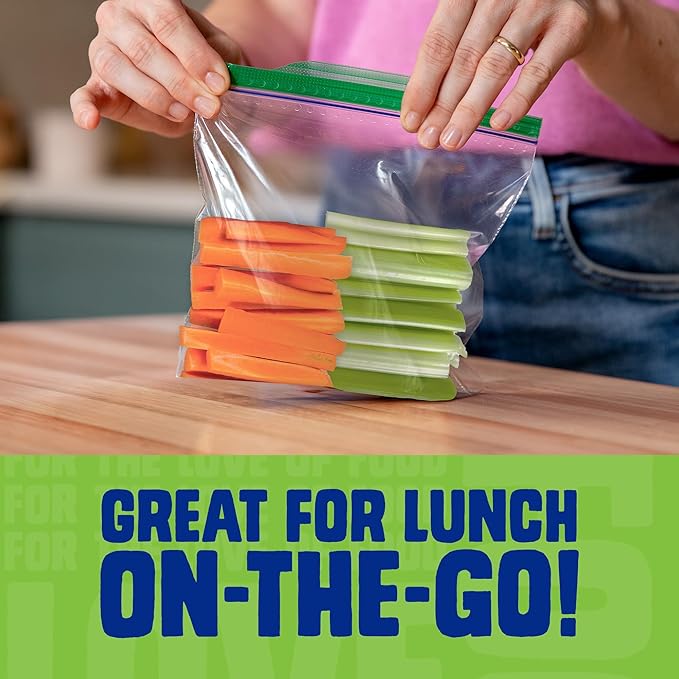 Ziploc Sandwich and Snack Bags, Easy Open and Close, Plastic Food Storage Bags, 105 Bags Total (Packaging May Vary)