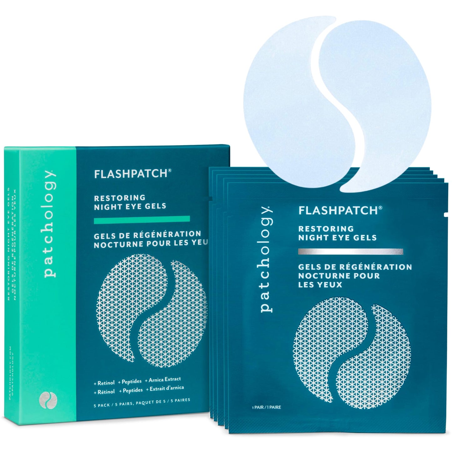 Patchology Restoring Eye Gel Patches with Retinol & Collagen - Under Eye Mask for Dark Circles, Puffy Eyes, & Wrinkles - Anti-Ag