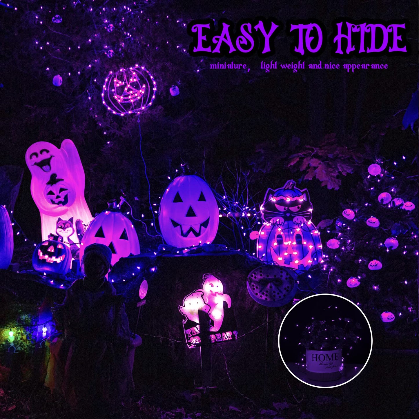 Brightown Fairy Lights 24 Pack, 20 LED Waterproof String Lights, 7 ft Black Wire, Purple for Halloween Decorations