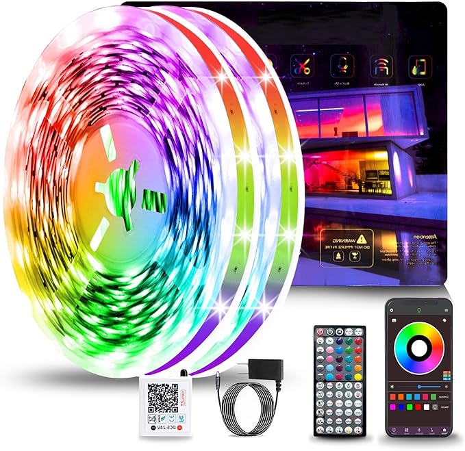 NBBUFF Led Lights for Bedroom 300FT (2 Rolls of 150FT), RGB Led Strip Lights with Music Sync Color Changing, Remote & App ...
