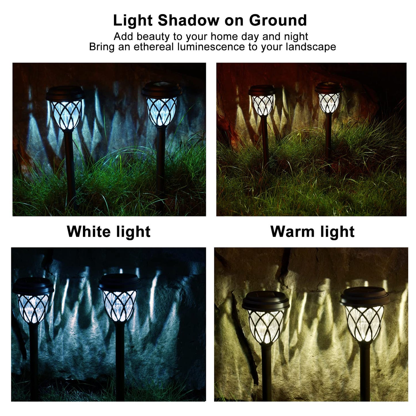 EXCMARK Solar Lights Outdoor, 10 Pack, Warm White, Plastic, Pathway Lighting for Walkway, Sidewalk, Driveway
