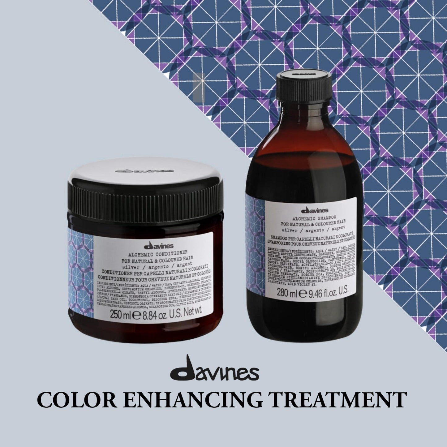 Davines Alchemic Shampoo, Silver, 9.47 Fl Oz