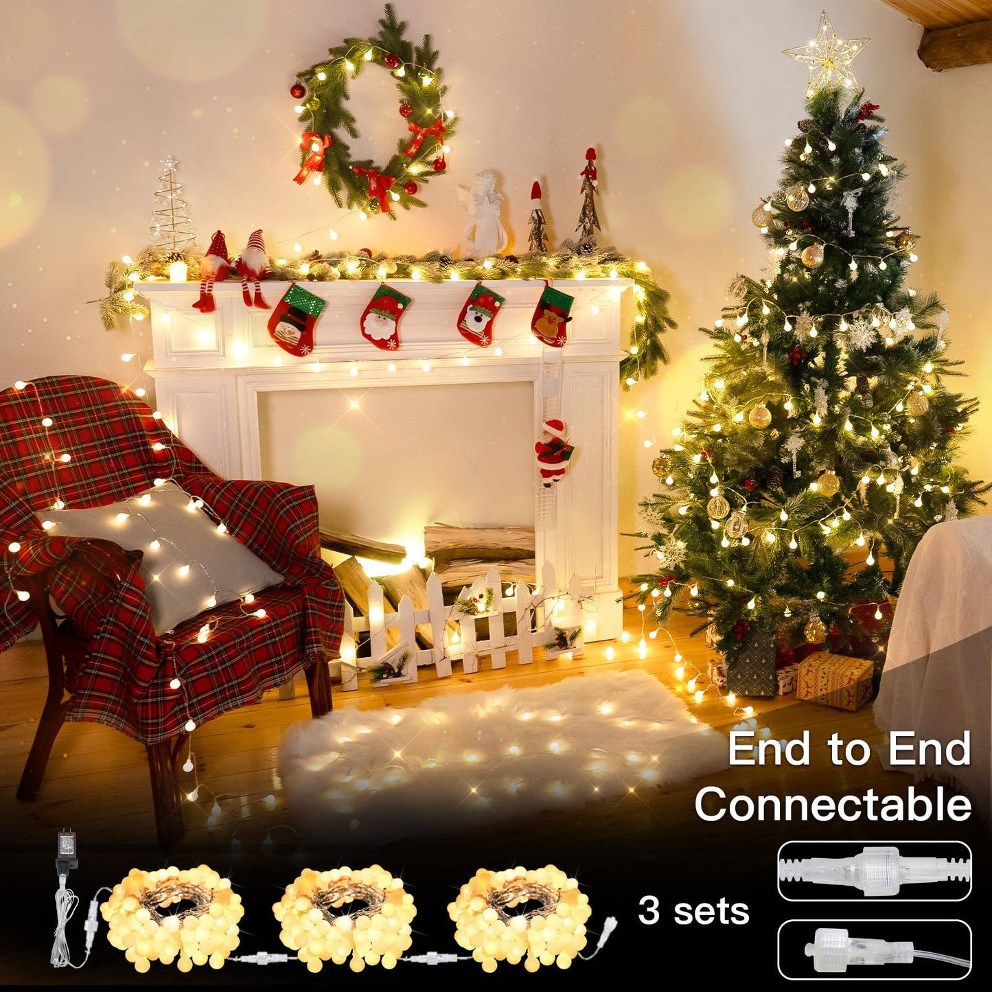 Suddus String Lights For Bedroom  99Ft 300 Led Connectable Globe String Lights Indoor  Hanging Fairy Lights Plug In With Remote For Kids Room Dorm Classroom Outdoor Christmas Tree Decor  Warm White
