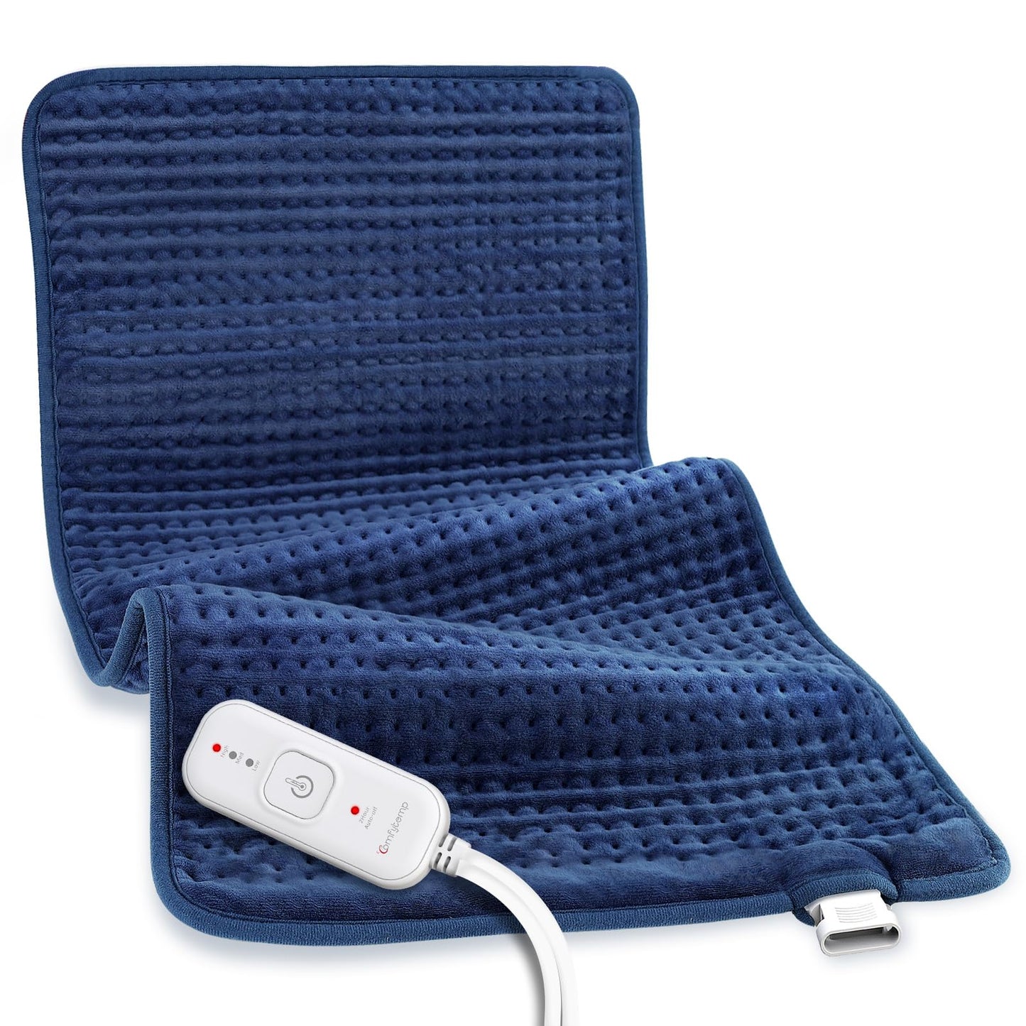 Comfytemp Extra Large Heating Pad for Back & Period, 33''x 17'' King Size, FSA Eligible Items Only List, HSA Approve Electric XL Heated Pad for Shoulder/Neck/Knee, Small Lap Blanket, Washable (Blue)