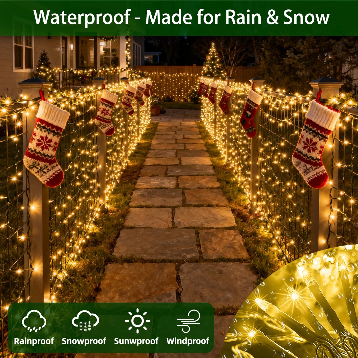750 Led Chrstmas Lights  240Ft Outdoor Christmas String Lights With 12 Modes  Warm White Led String Lights With Timer Dimmable Waterproof For Tree Fence Garden Xmas Wedding Party Decor Warmwhite