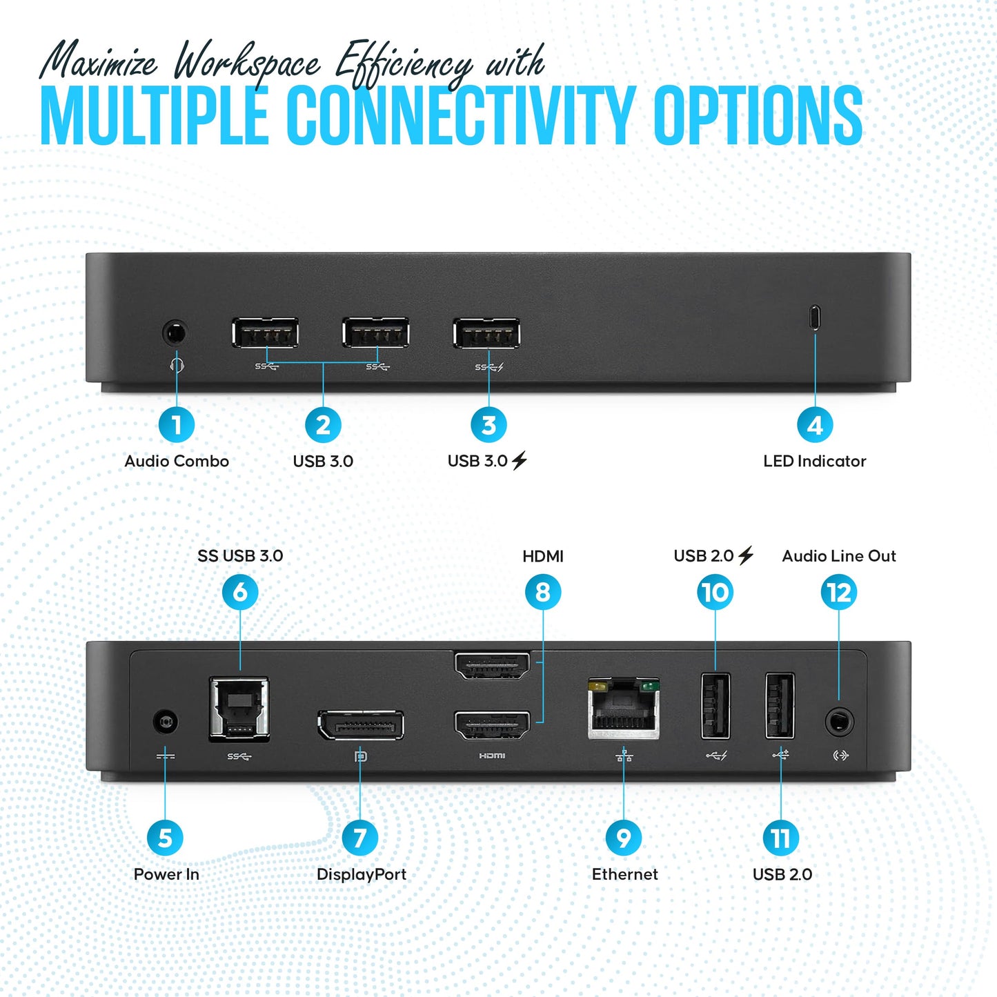 D3100 Dock Usb 3.0 Ultra Hd/4K Triple Display - 1 Year Warranty - Docking Station Dual Monitor With 65W, Hdmi & Usb 3.0 Cable -