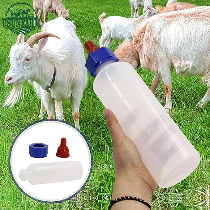 2PCS 500ml Calf Nursing Feeder Bottle with Rubber Nipple Milk Feeder Feeding Bottles,Farm Goat Calf Sheep Milk Feeder Livestock Tools (500ml 2pcs)