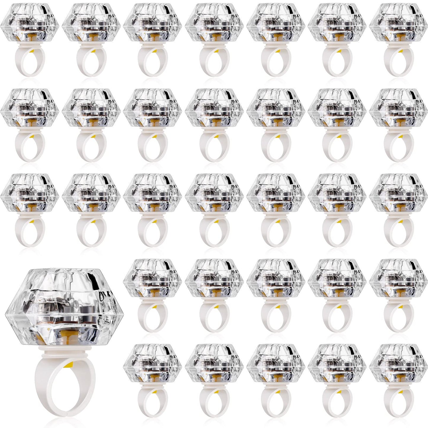 Vicenpal 50 Pack Flashing LED Light up Rings Operation Christmas Bachelorette Party Decorations Plastic Glow Toy Rings for Brida