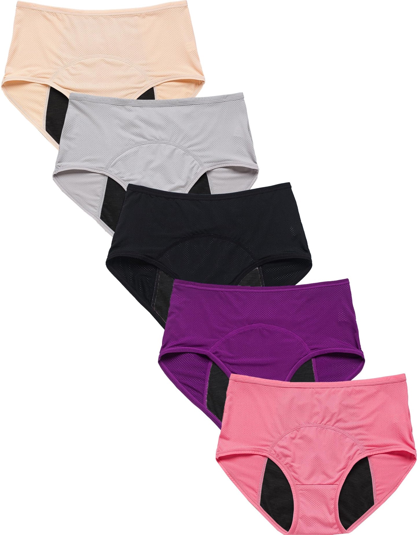 WBEAUTALLOVE Womens Mesh Period Panties High Waisted Menstrual Leak Proof Underwear Incontinence Protective Briefs(H-4-5-1,X-Large)