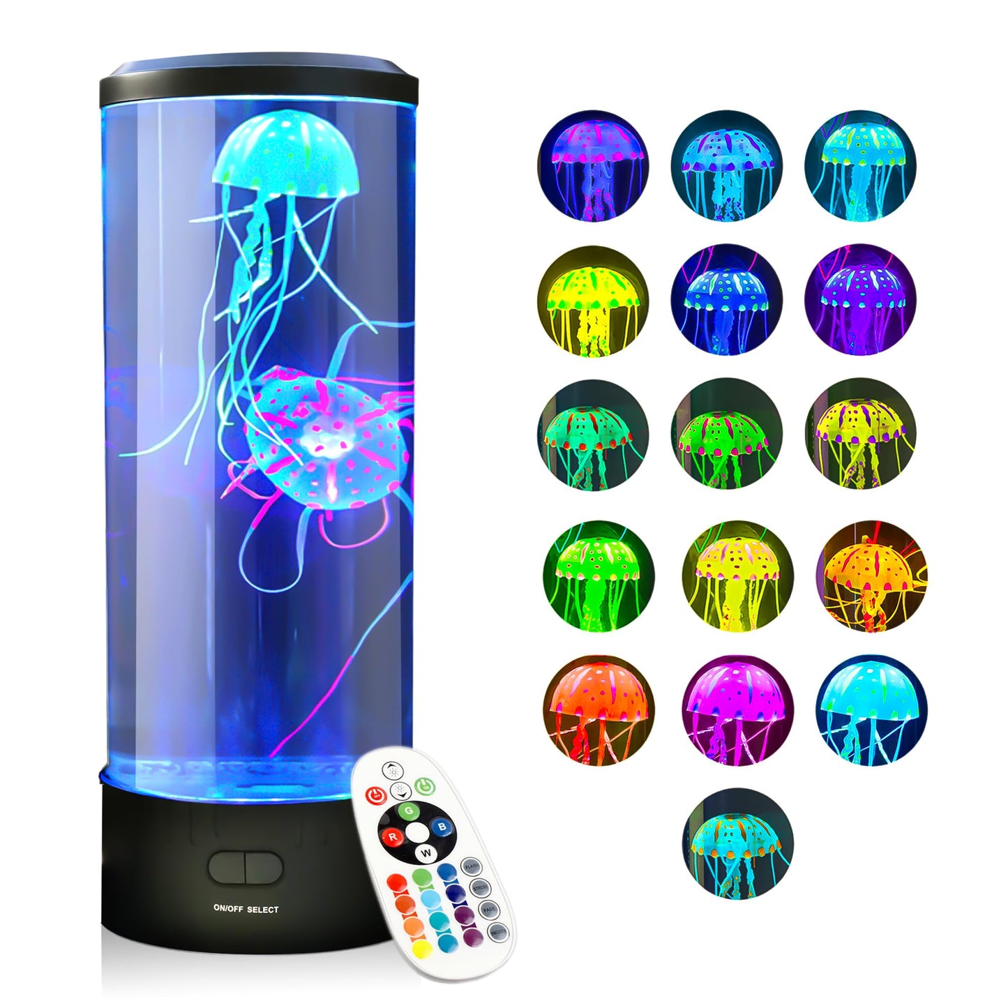 Brewish Jellyfish Lamp - 14 Led Aquarium Light, Black, Remote Control, Lifelike Home Decor For Men, Women & Kids