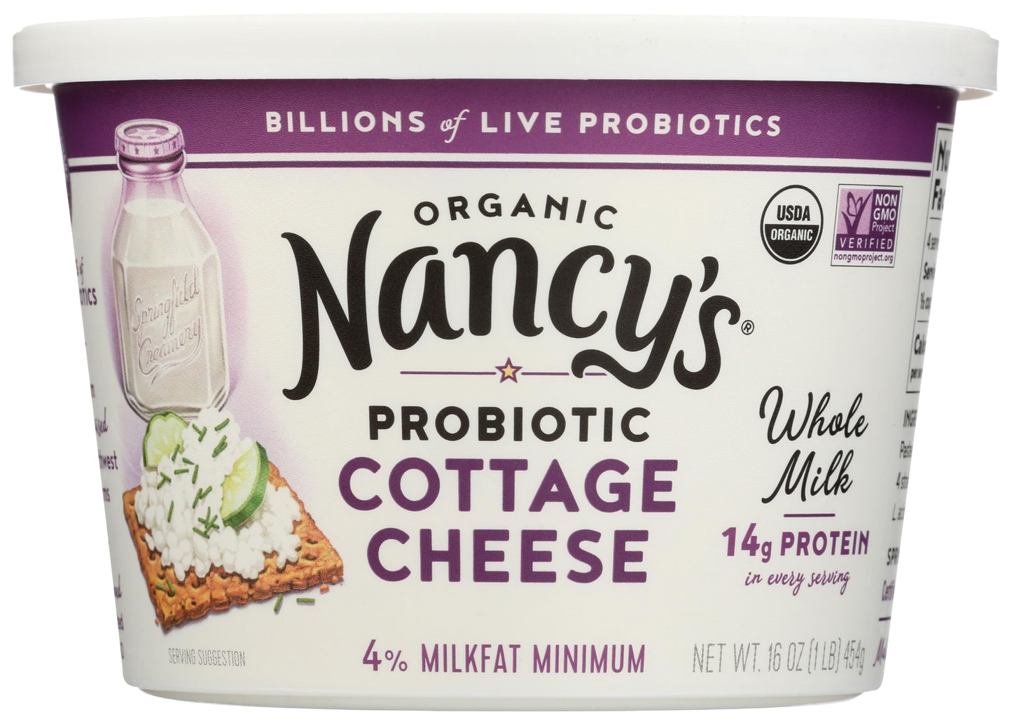 Nancys Yogurt, Organic Whole Milk Cottage Cheese, 16 oz