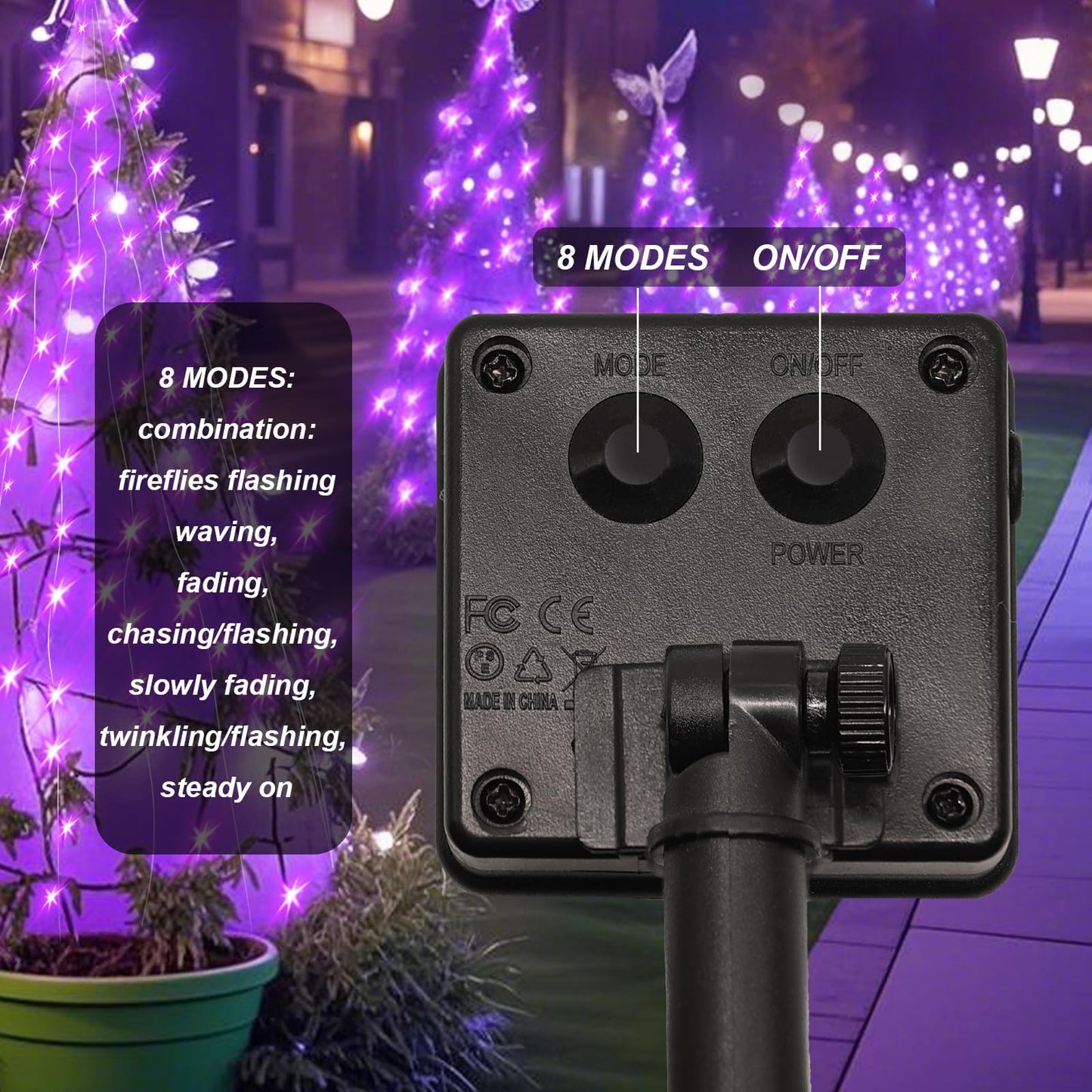 Solar Waterfall Fairy Bunch Lights Outdoor Waterproof 200Leds 8 Modes Watering Can Light  Purple Solar Powered String Lights Firefly Vine Christmas Tree Garden Decorations Gardening Gifts For Mom