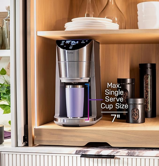 GE Profile Smart Grind & Brew Coffee Maker w/Podless Single Serve, 90oz Water Reservoir, 10 Cup Thermal Carafe, Voice Control, Adjustable Burr Grinder, SCA Certified, Barista-Quality, Stainless Steel