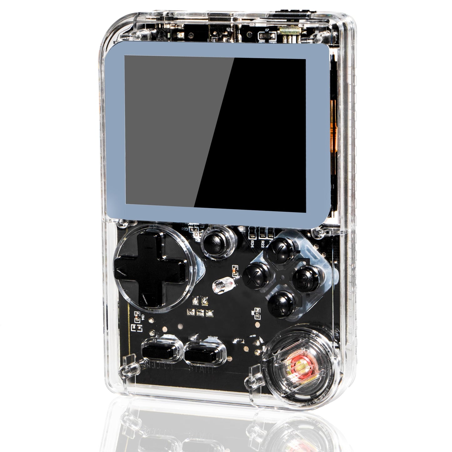 Retro Handheld Game, 3 Inch LCD Screen Portable Video Game Console with 256 Classic Games, 800 mAh Rechargeable Battery Support for Connecting TV and Two Players (Transparent White )