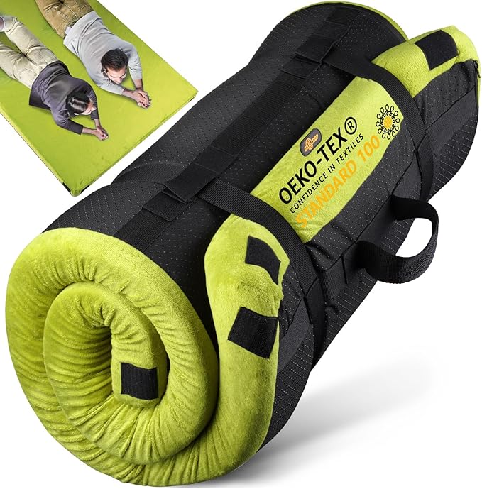 3 Inch GAIALOOP Thick Memory Foam Camping Mattress Sleeping Pad [Car/Tent/Cot] Glamping Portable Floor Mat Roll Up Futon Mattress for Guests Sleepover