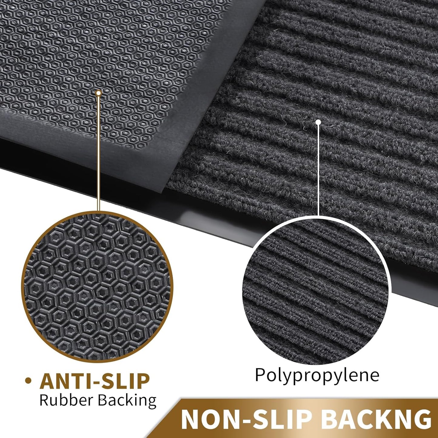 Yimobra Front Door Mat Outdoor Indoor Entrance, 100% Waterproof All-Season All Weather Doormat, Welcome Matt Outside Entry, Non Slip, Low Profile, Heavy Duty Patio Porch Floor Mat,29.5 x 17, Grey