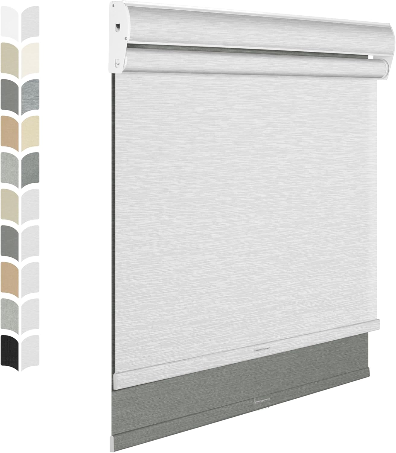 BERISSA Cordless Dual Roller Shades with Cassette Valance,Double Window Shades Blackout and Light Filtering Shades,Day and Night Roller Shades for Home Office Door.Grey and White.43 W x 36" H
