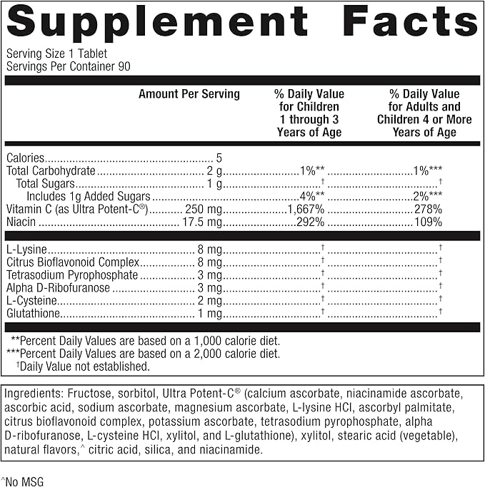 Metagenics Ultra Potent-C Vitamin C Chewable - for Immune & Antioxidant Support* - with L-Cysteine & L-Lysine - Chewable VIT C - Natural Orange Blast Flavor - Bioflavonoids Supplements - 90 Tablets