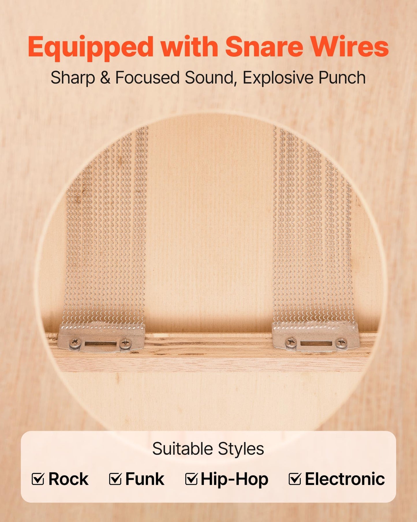 Vevor Cajon Box Drum, With Internal Snare Wires, Lightweight Wooden Percussion Box, Portable Birch Wood Drum Musical Instrument