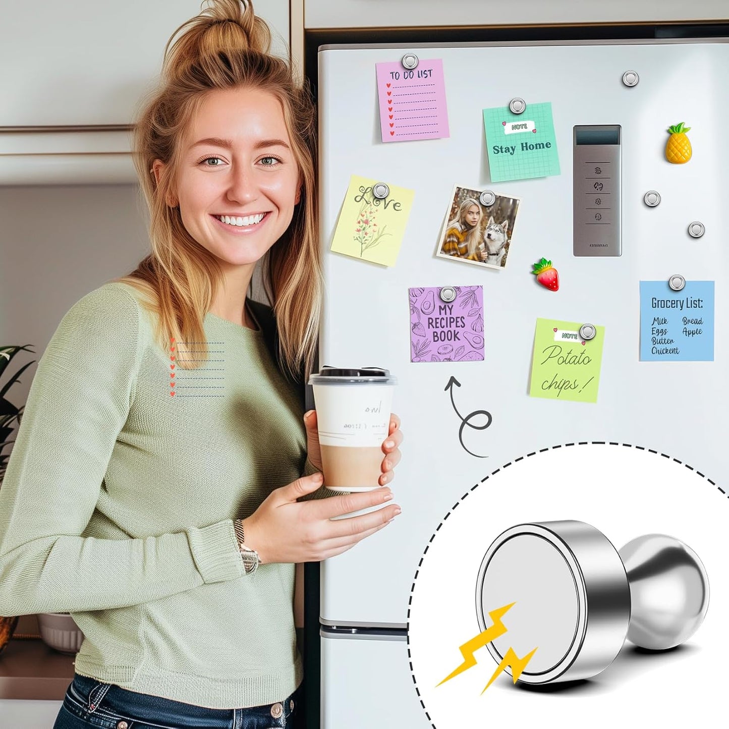 FINDMAG Refrigerator Magnets, Silver Neodymium Locker Magnet, Strong Small White Board Magnets Set, Cool Fridge Magnet for Teacher Supplies, Office, Kitchen, Classroom, Bulletin Board, 20 Pack