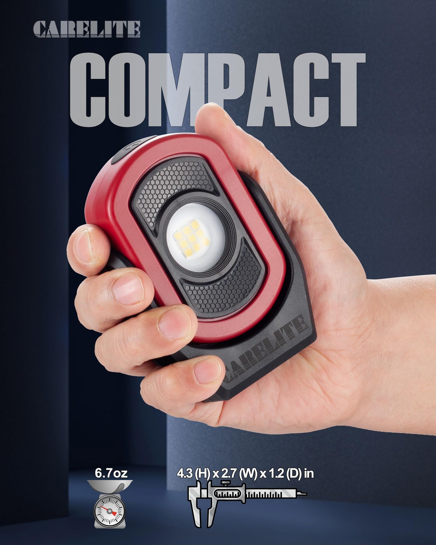 Carhigh-standard Work Light  Magnetic Light With 3 Modes & 360 Pivoting Head  780 Lumen Rechargeable Pocket Light For Mechanics  Jobsites And Emergency (Red)
