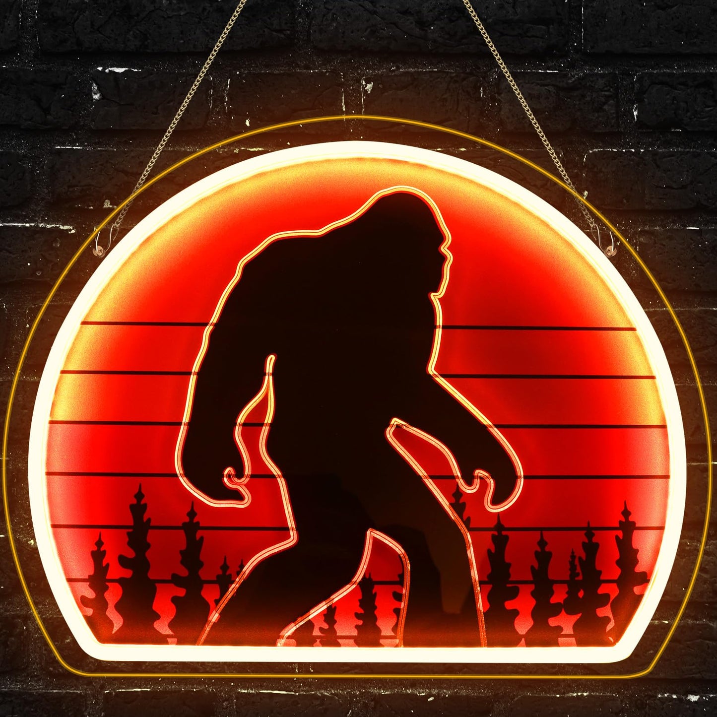 Reyeeinc Bigfoot Neon Sign  Bright Dimmable Usb Powered Sasquatch Neon Lights Sign And Unique Uv Printed Funny Big Foot Sasquatch Gifts For Men Women mature-themeds Kids Bigfoot Lovers Wall Art Decors