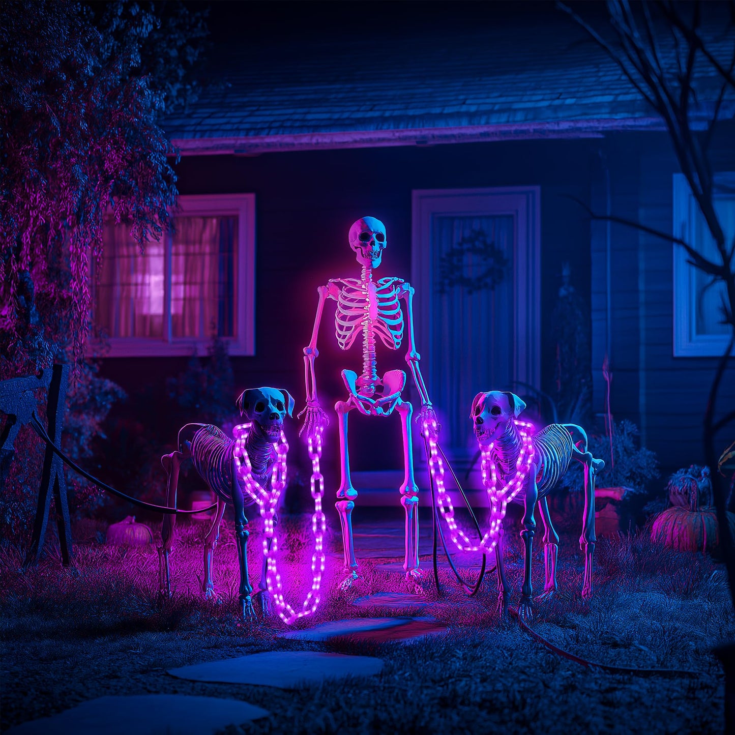 Joomer Battery Operated Halloween Lights Outdoor  9.5 Ft 160 Led Waterproof Halloween Decorative Plastic Chain String Lights  8 Lighting Modes And Timer Function  Suitable For Outdoor Indoor (Purple)