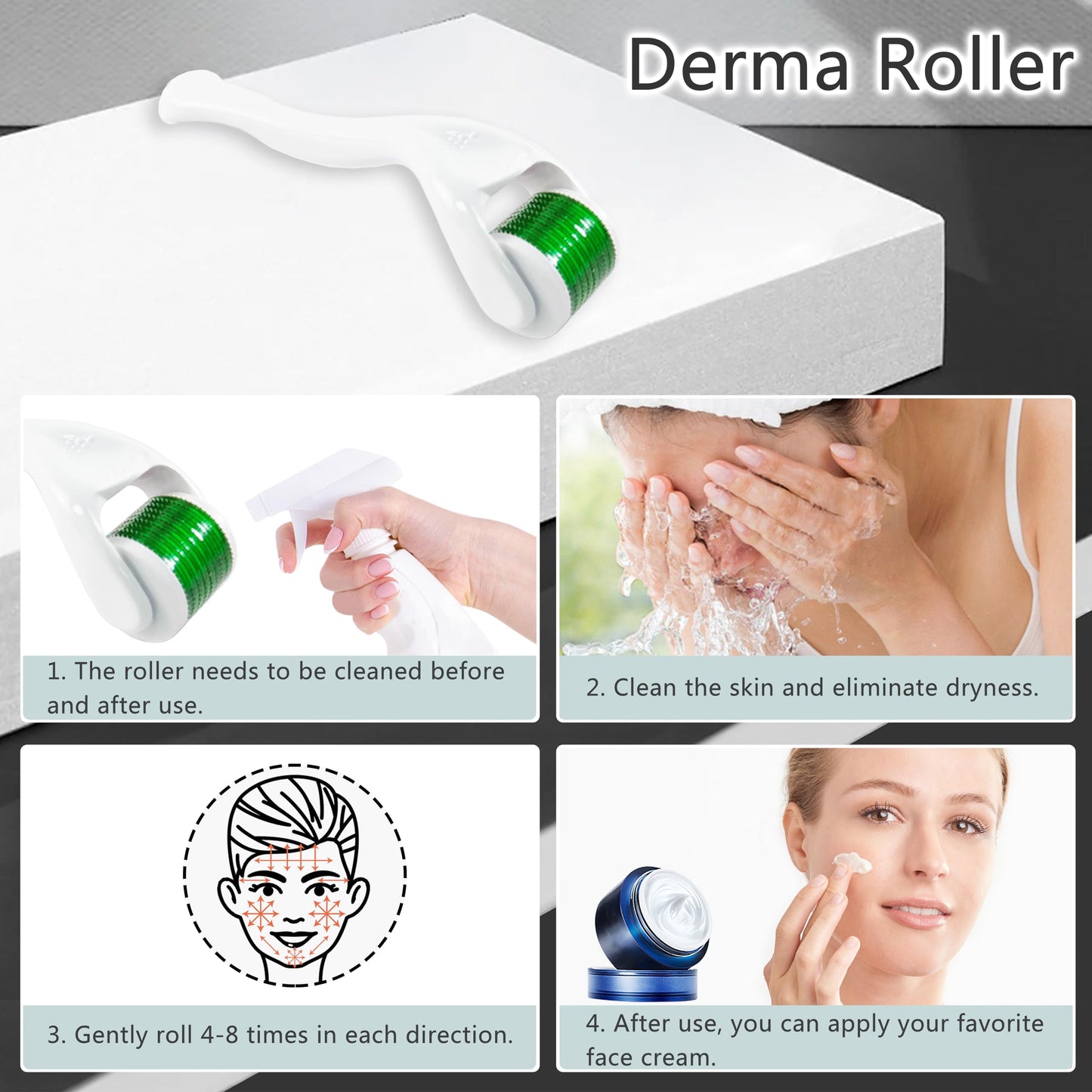 Rwotlls Derma Roller Microneedling Roller for Face - 0.25mm (White)