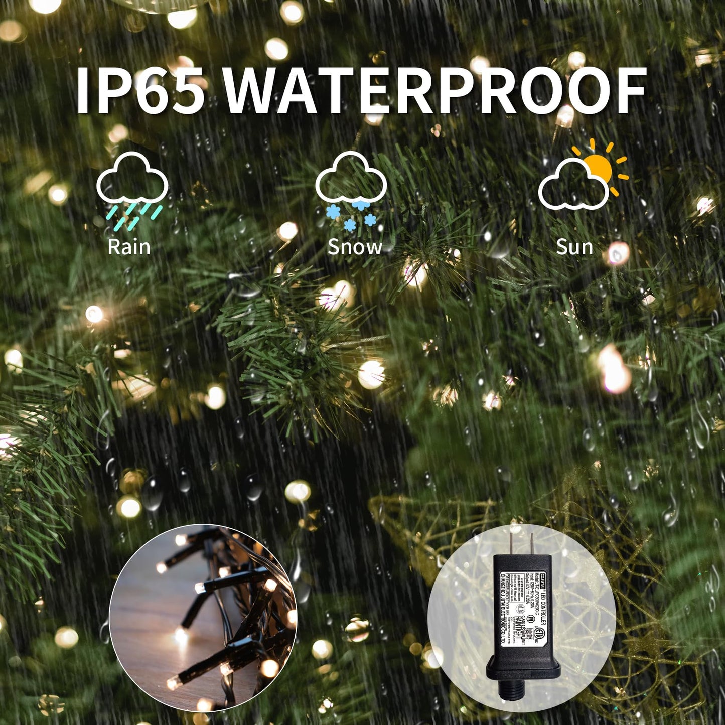 Christmas Tree Lights With Ring 8.2Ft 16 Line 448 Led Green Wire Fairy Waterfall String Light Plug In Dimmable Cascading Twinkle Lights With 8 Lighting Modes For Indoor Outdoor Xmas Tree(Cool White)