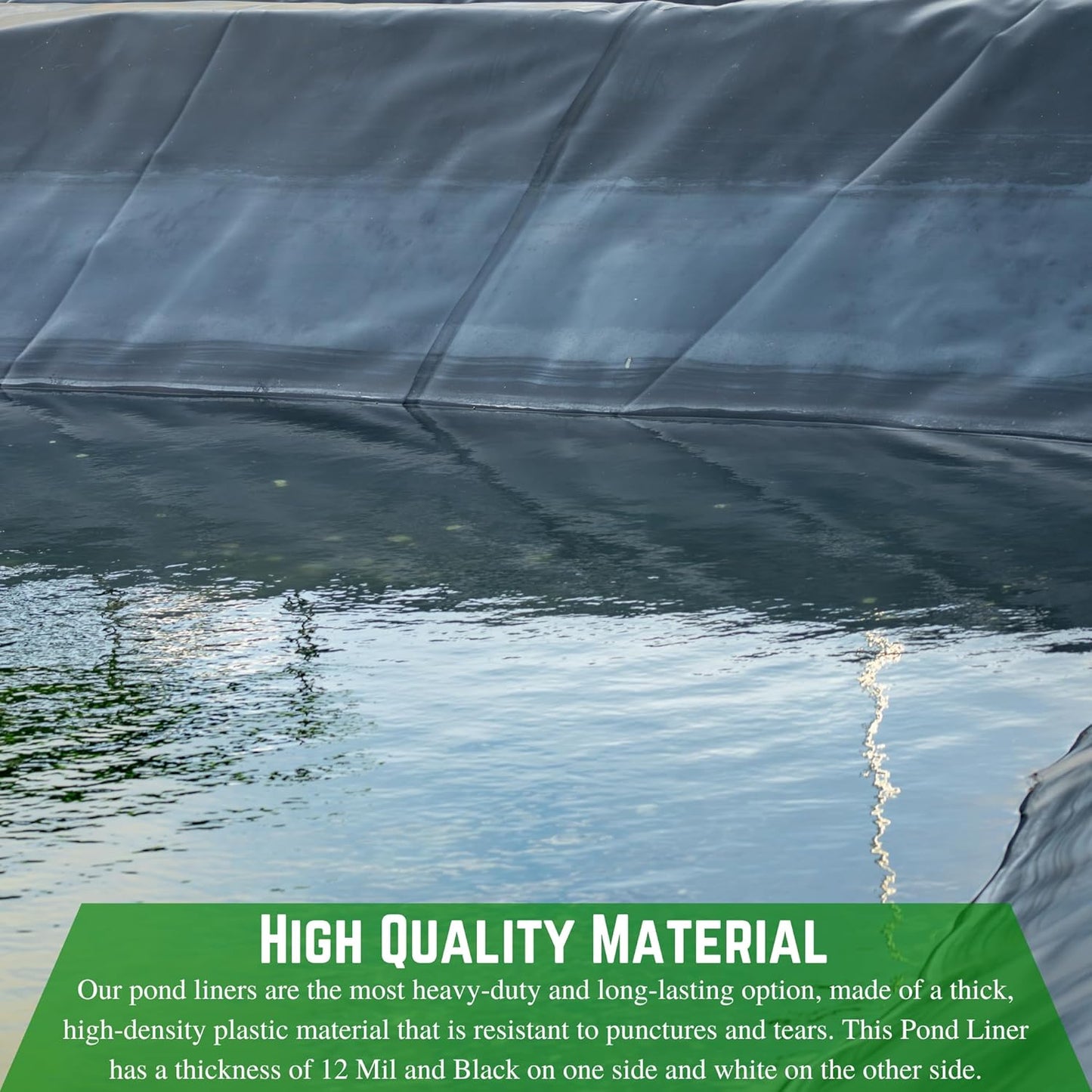 Farm Plastic Supply - 12 Mil String Reinforced Black/White Pond Liner - 12 Mil Fish Pond Liner, Pond Liners for Outdoor Ponds, Koi Ponds, Garden Fountain, Containment Liner (12' x 40')