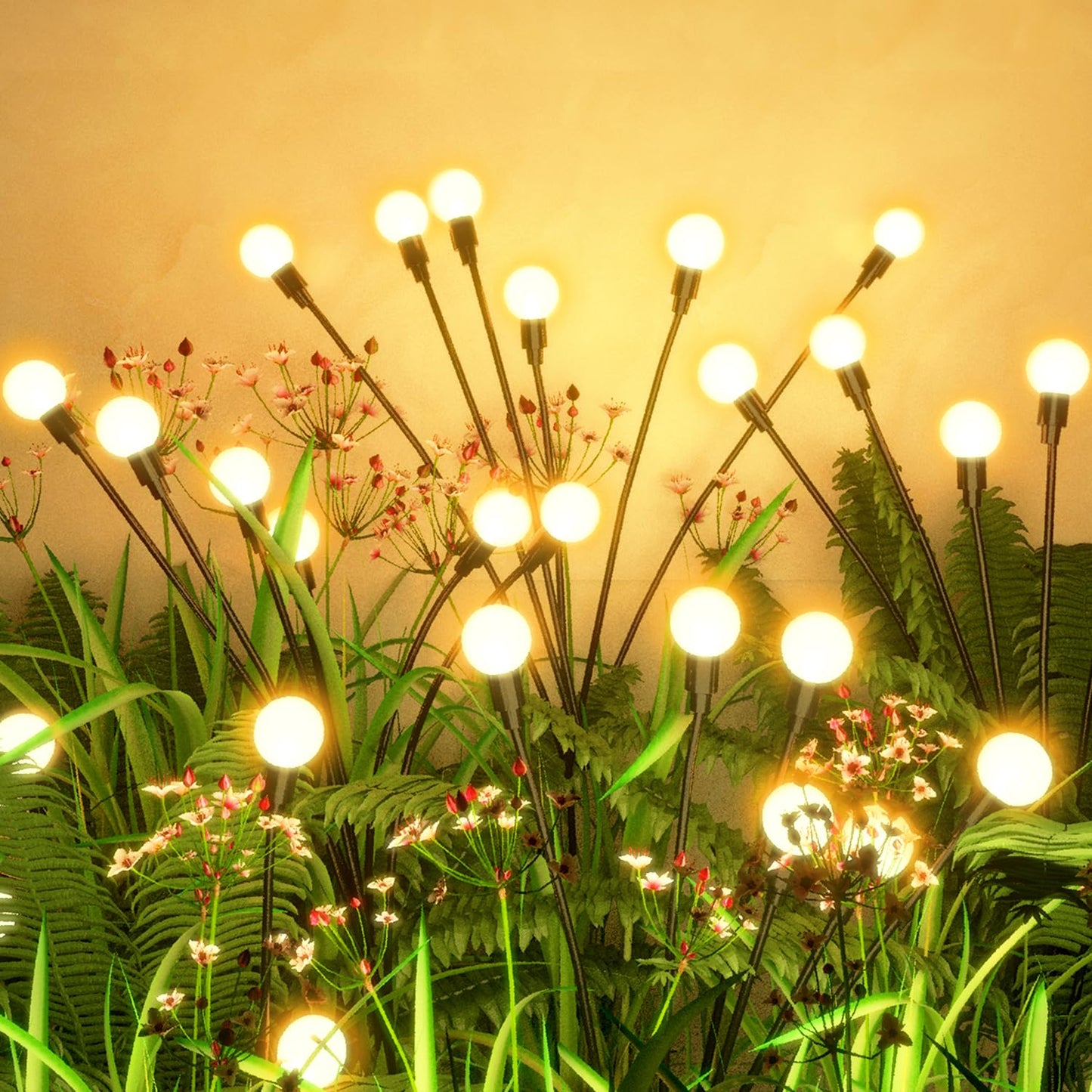 Flumy Solar Garden Lights Outdoor - 8 Pack 64 LED Firefly Lights Waterproof, Garden Decorations for Yard Patio Pathway Lawn Outside, Unique Gifts for Grandma Women, Solar Decor Warm White