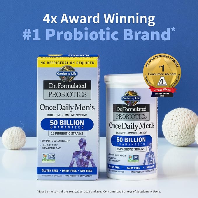 Garden of Life Men's Probiotics 50 Billion CFU + Vitamin Code Vitamin C 500mg 120 Capsules Bundle