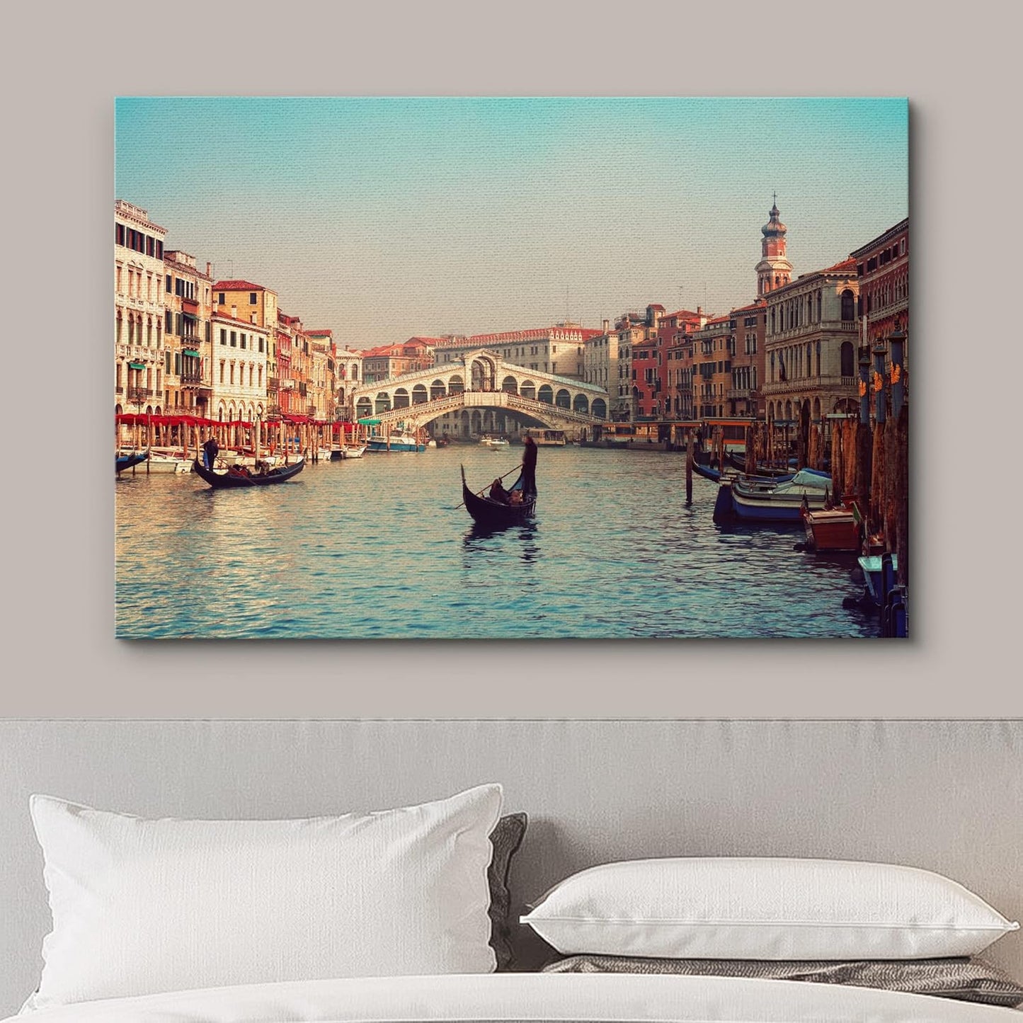 wall26 - Canvas Prints Wall Art - Rialto Bridge and Gondolas in Venice. | Modern Wall Decor/Home Decoration Stretched Gallery Canvas Wrap Giclee Print. Ready to Hang - 24" x 36"