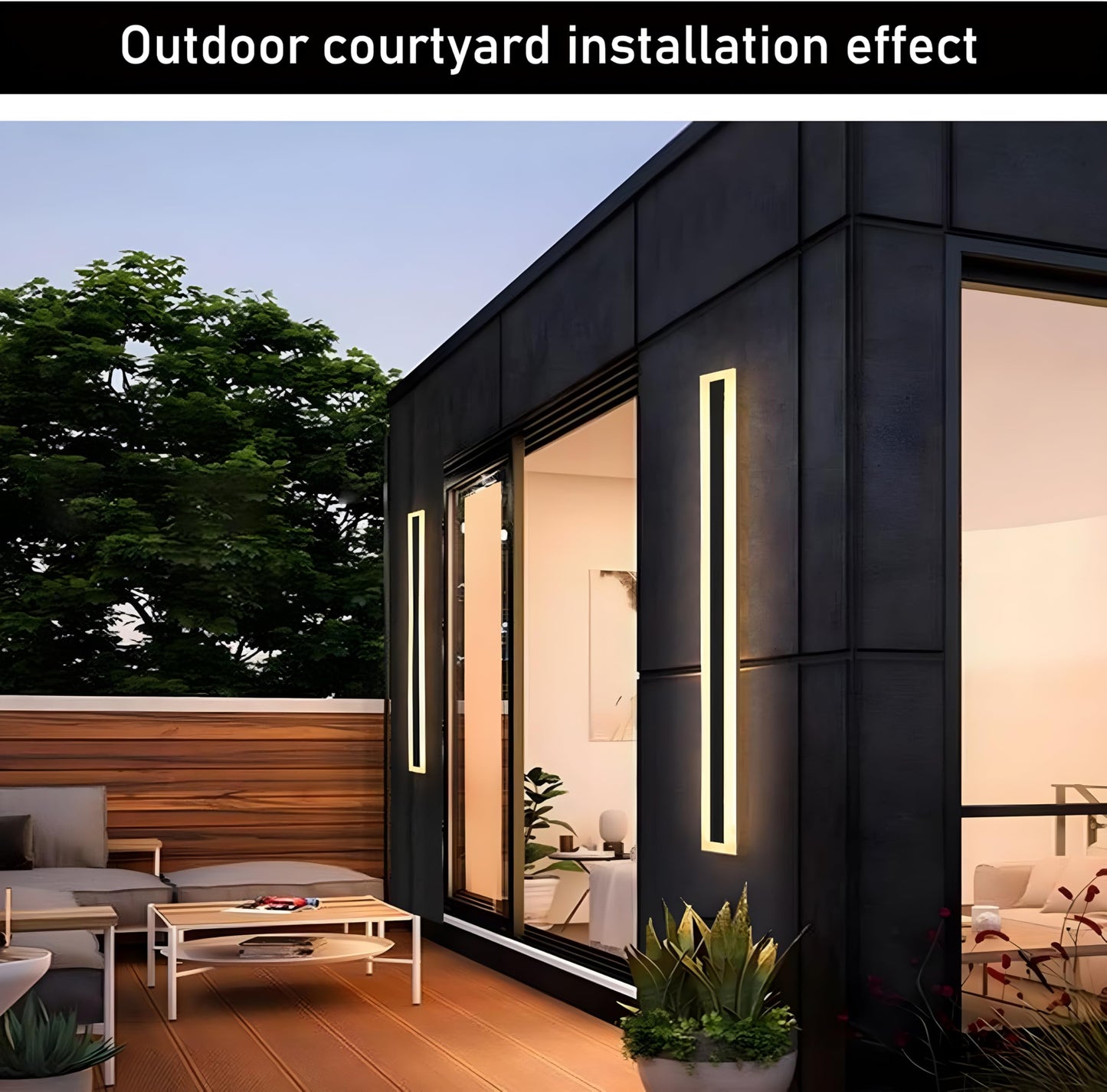 2Pack 47.2Inch Long Outdoor Modern Led Wall Light 38W Waterproof Ip65 Warm White 110V Led Wall Mount Lighting Fixture Rectangular Black Wall Lights Elegant Frosted White Acrylic Anti Rust.