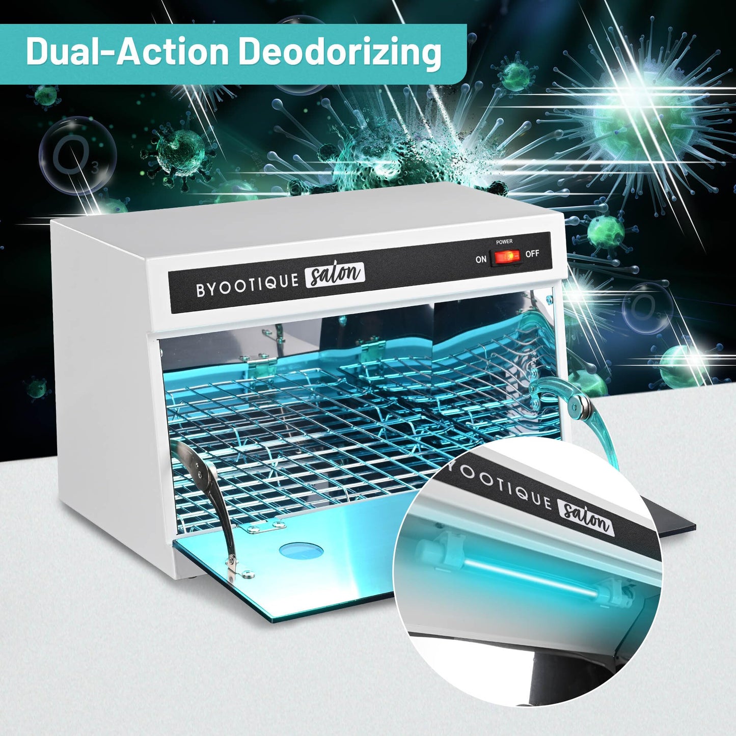 BYOOTIQUE 13L Nail Tool Cleaning Machine Cabinet 275nm Blue Light for Manicure Clippers Facial Skin Beauty Salon Barbershop Spa