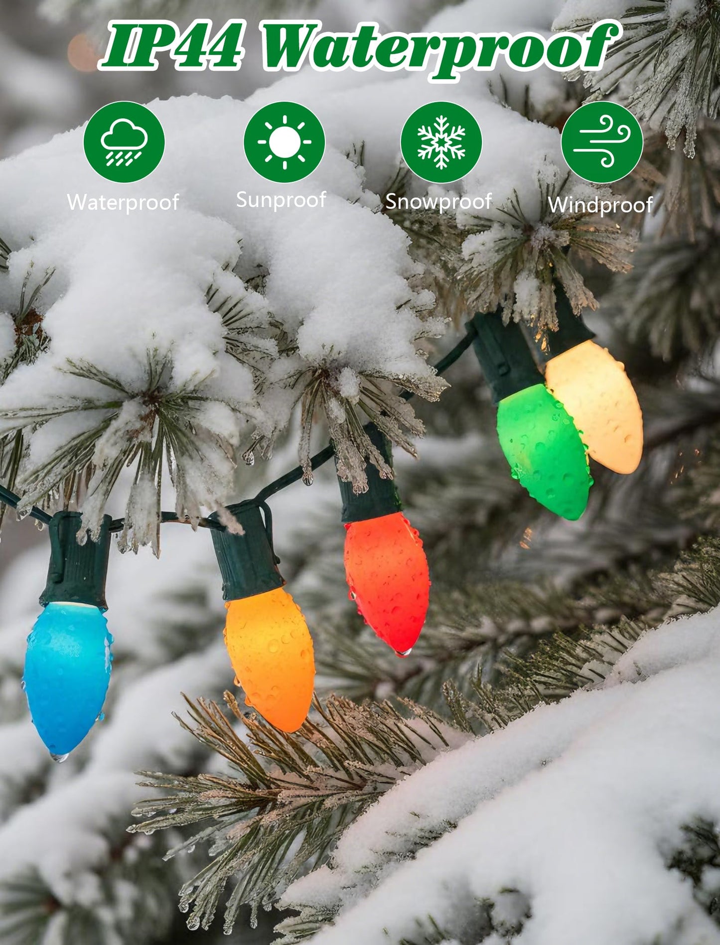 Romasaty C9 Replacement Bulbs - 25 Pack Multi-Color Ceramic, C9/E17 Base, 7 Watt