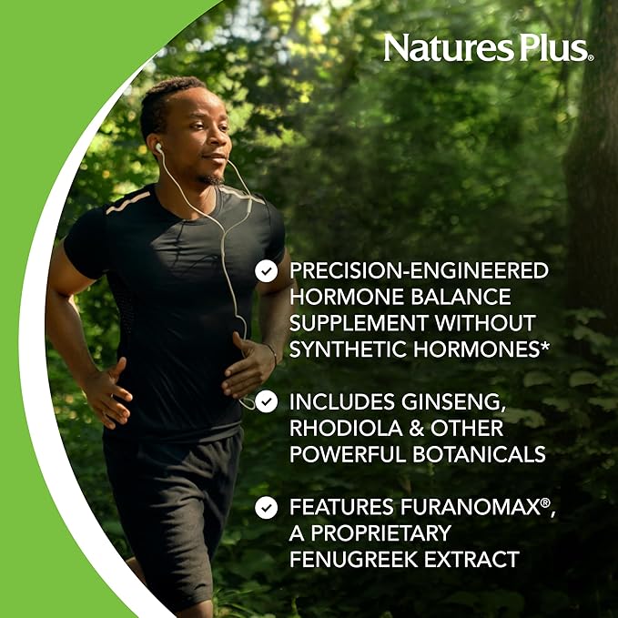 NaturesPlus T-Male - 60 Vegetarian Capsules, Pack of 2 - with Ginseng, Rhodiola & FuranoMax - Gluten Free - 60 Total Servings