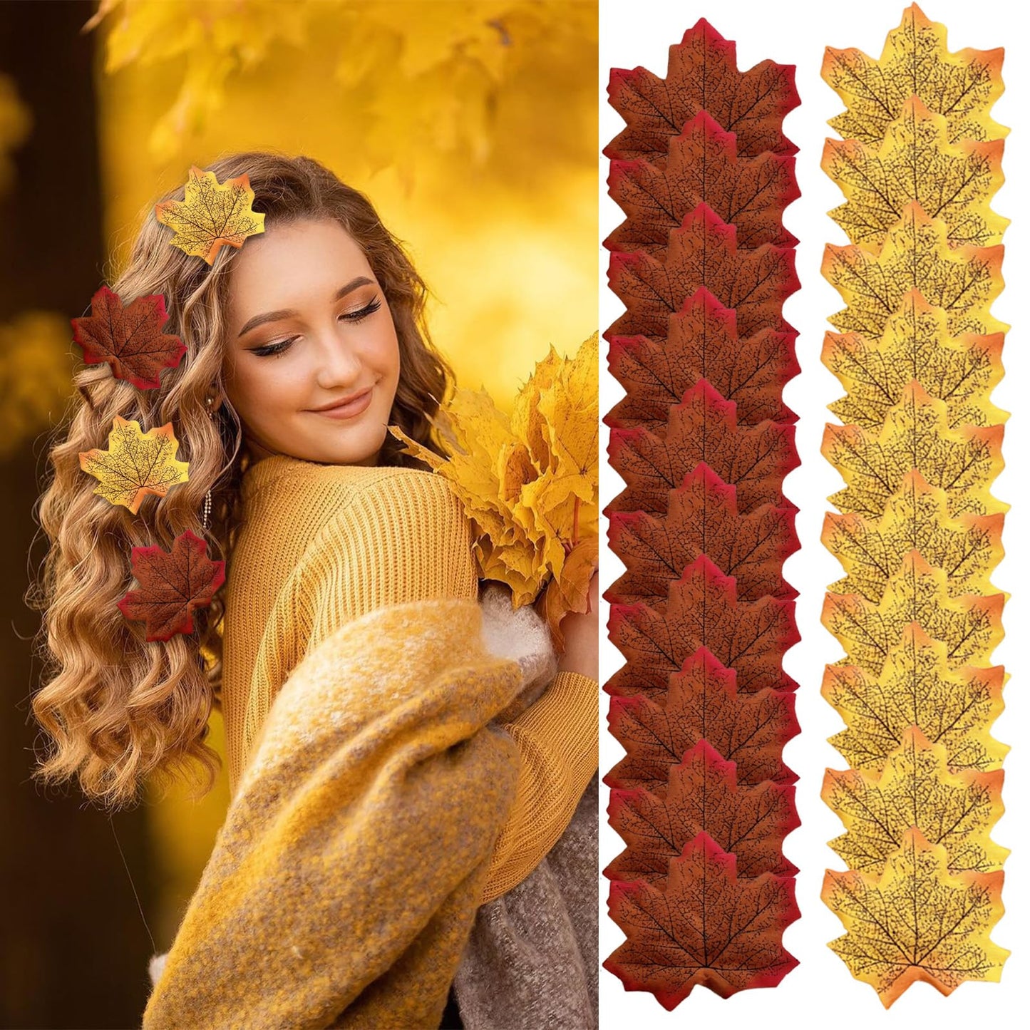 20 Pcs Maple leaf Hair Clips Thanksgiving Maple-shaped Hairpin Fall Hair Decoration for Women Girls Maple leaves Hair Accessorie